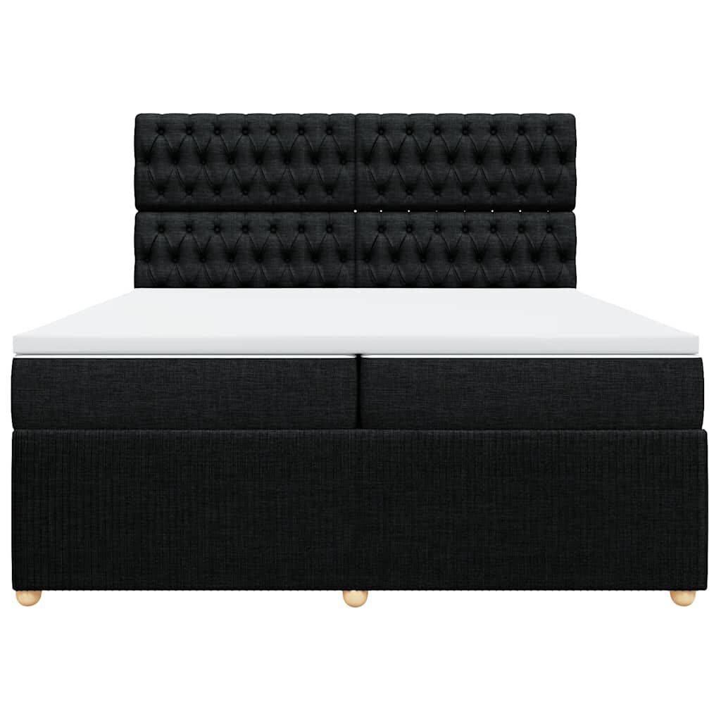 vidaXL Κρεβάτι Boxspring με Στρώμα Μαύρο 200x200 εκ. Υφασμάτινο