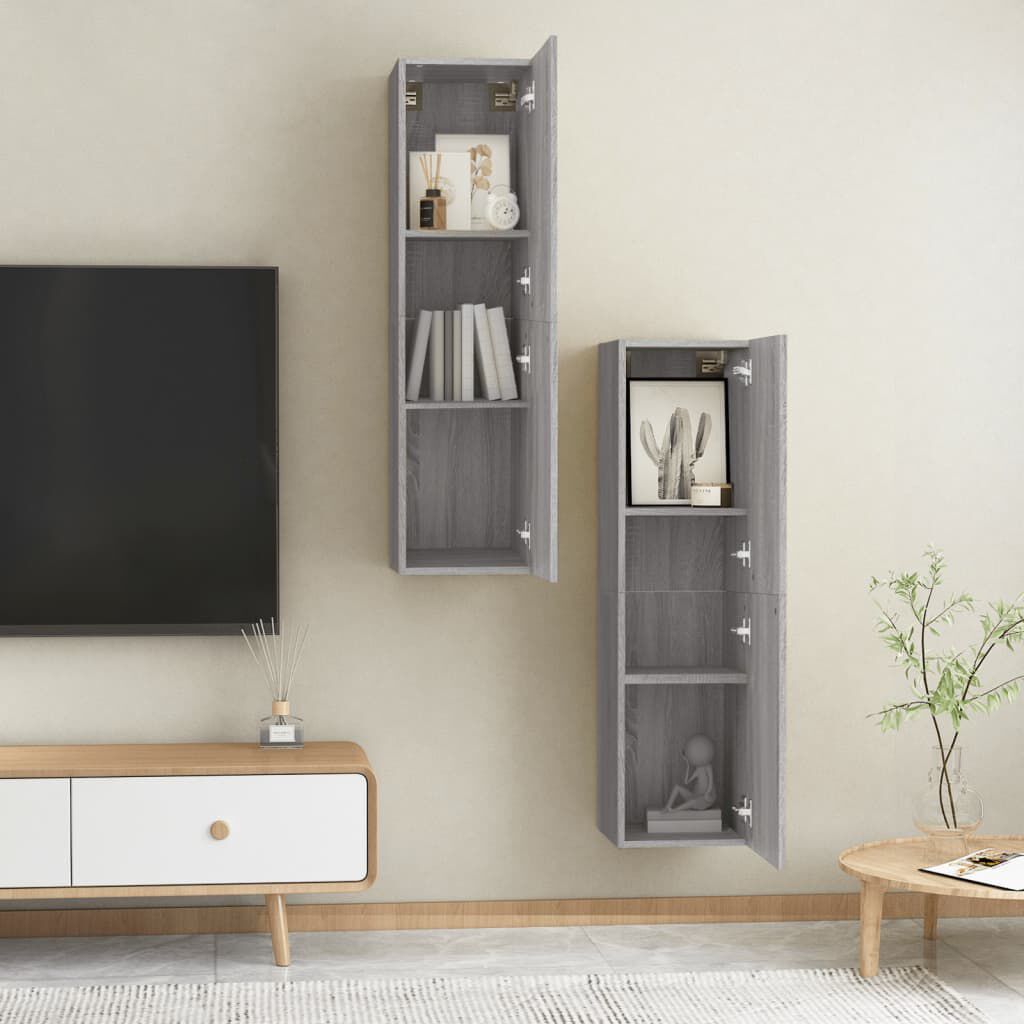 vidaXL Έπιπλα Τηλεόρασης Επιτοίχια 2 τεμ. Γκρι Sonoma 30,5x30x110 εκ.