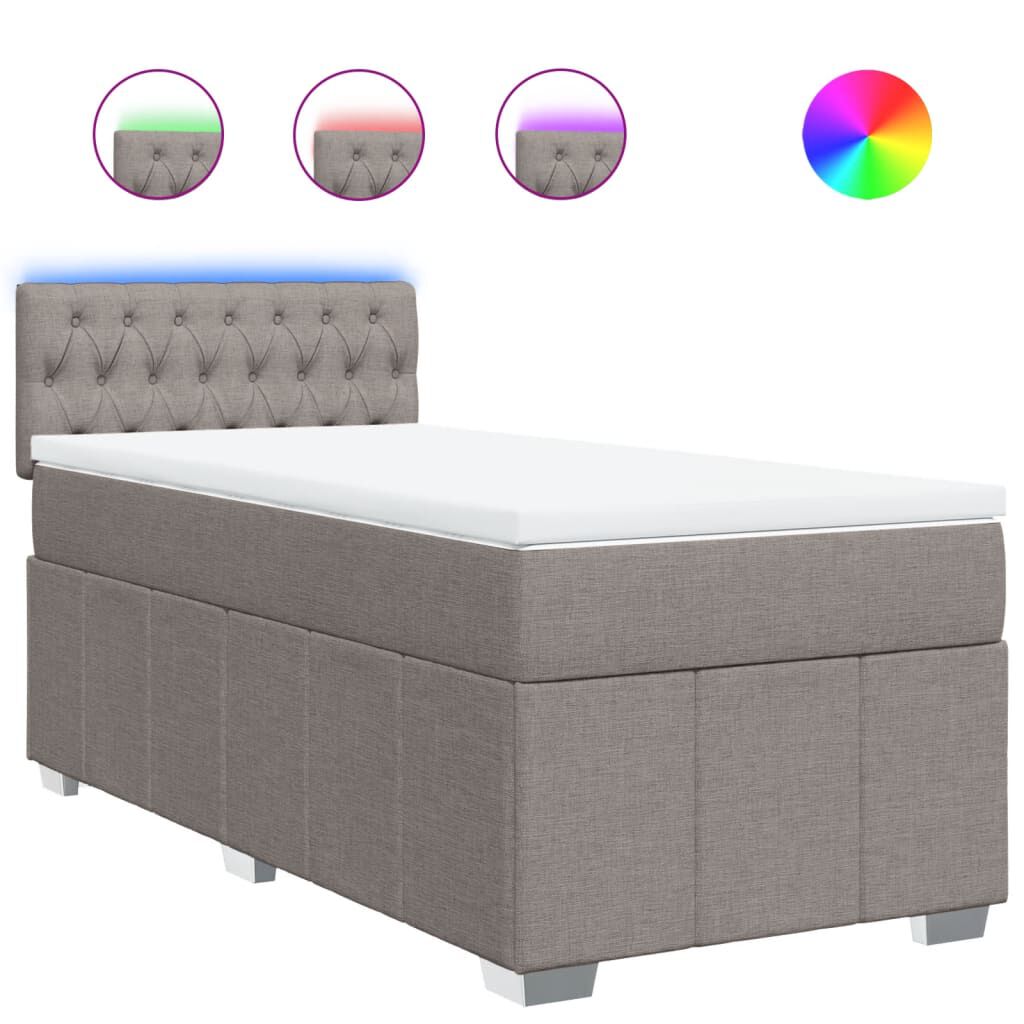 vidaXL Κρεβάτι Boxspring με Στρώμα Taupe 90x200 εκ. Υφασμάτινο