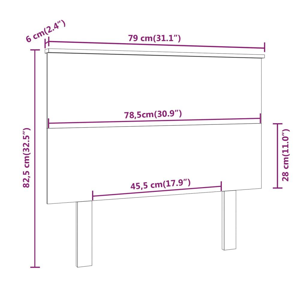 vidaXL Κεφαλάρι Κρεβατιού 79x6x82,5 εκ. από Μασίφ Ξύλο Πεύκου