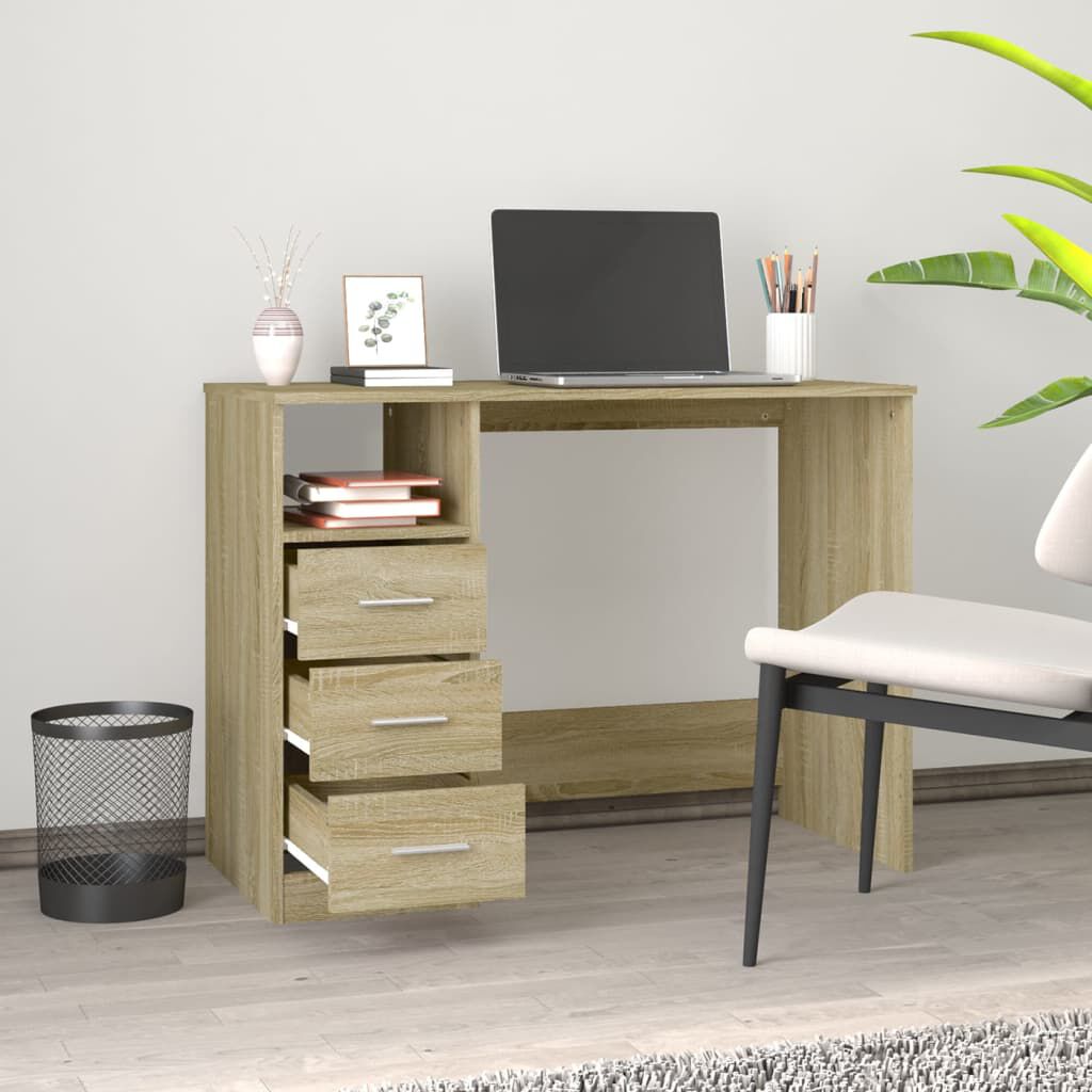 vidaXL Γραφείο με Συρτάρια Sonoma Δρυς 102x50x76 εκ Επεξεργασμένο Ξύλο