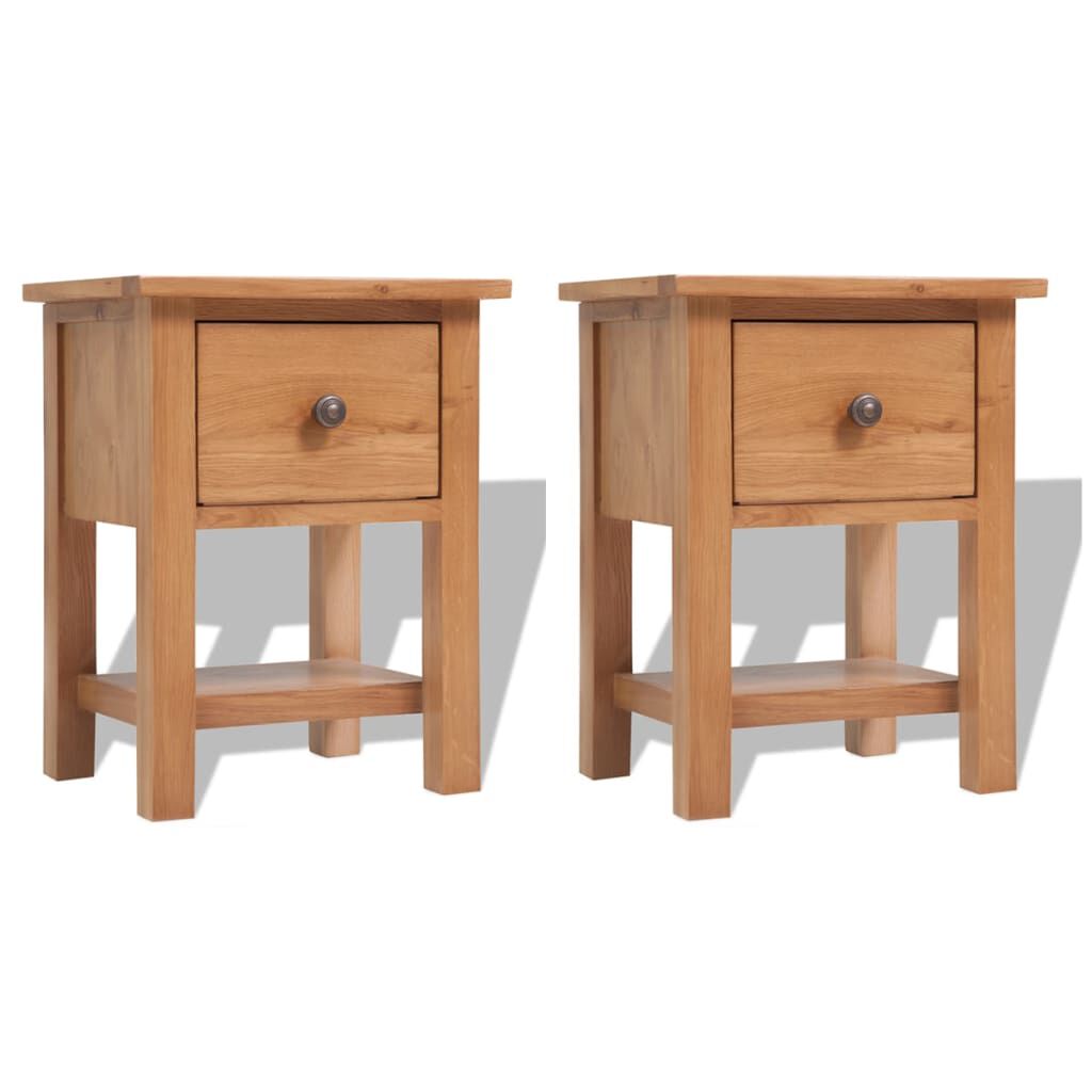 vidaXL Κομοδίνα 2 τεμ. 36 x 30 x 47 εκ. από Μασίφ Ξύλο Δρυός