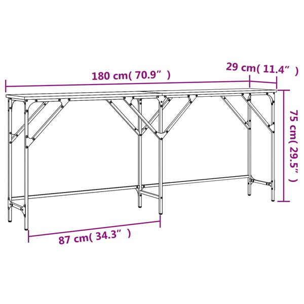 vidaXL Τραπέζι Κονσόλα Sonoma Δρυς 180x29x75 εκ. Επεξεργασμένο Ξύλο