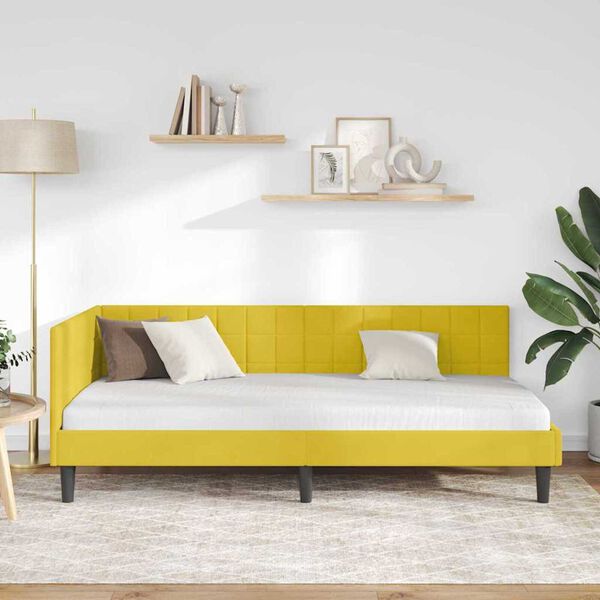 vidaXL Κρεβάτι Γωνίας με κεφαλάρι Κίτρινο 90 x 190 cm Βελούδο