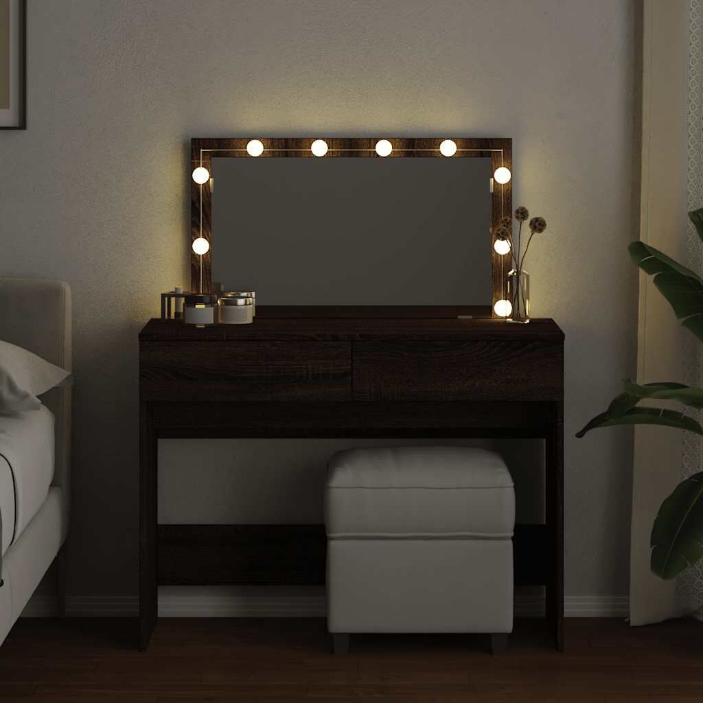 vidaXL Μπουντουάρ με LED Καφέ Δρυς 100x40x120 εκ.