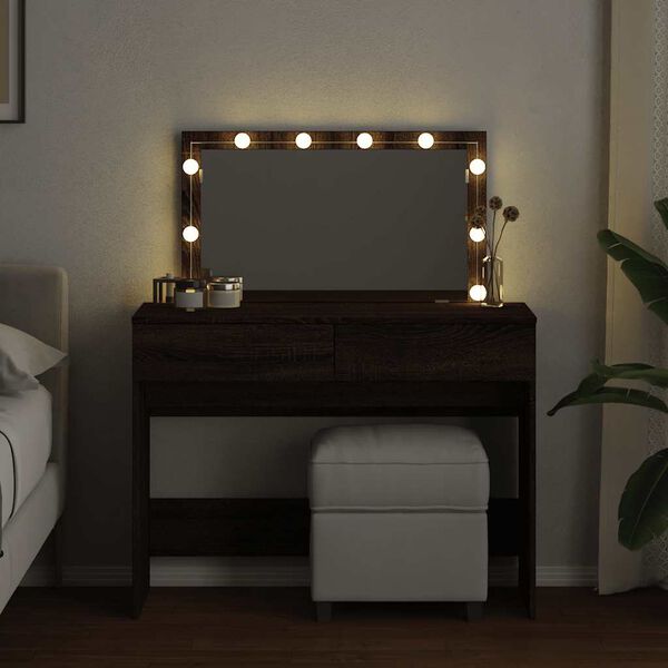 vidaXL Μπουντουάρ με LED Καφέ Δρυς 100x40x120 εκ.