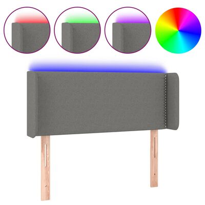 vidaXL Κεφαλάρι Κρεβατιού LED Σκούρο Γκρι 93x16x78/88 εκ. Υφασμάτινο