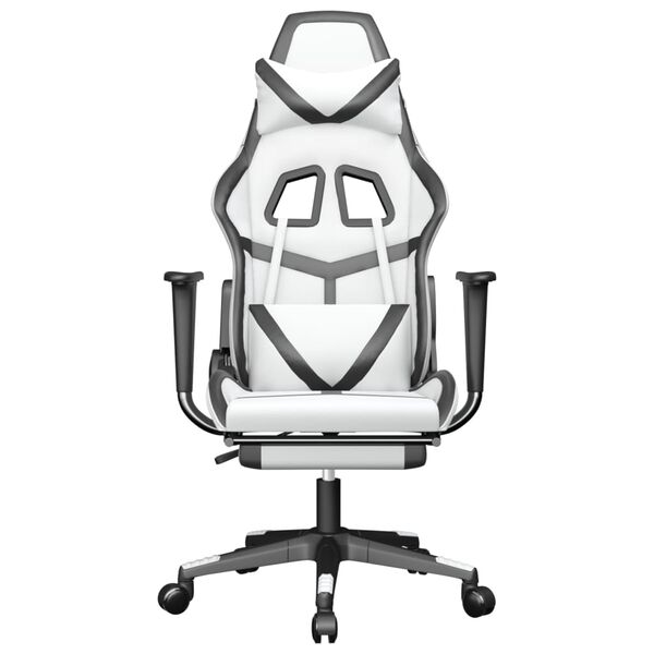 vidaXL Καρέκλα Gaming με Υποπόδιο Λευκό και Μαύρο από Συνθετικό Δέρμα
