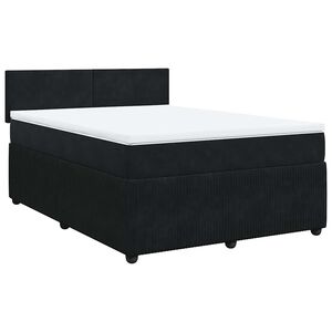 vidaXL Κρεβάτι Boxspring με Στρώμα Μαύρο 140x200 εκ. Βελούδινο
