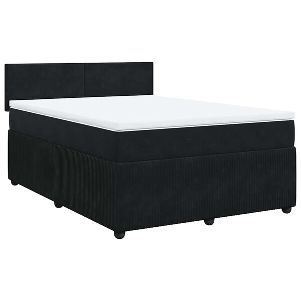 vidaXL Κρεβάτι Boxspring με Στρώμα Μαύρο 140x200 εκ. Βελούδινο