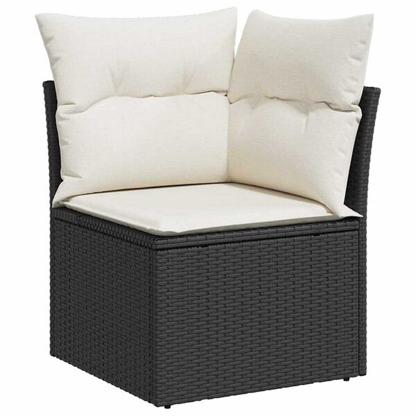 vidaXL Σετ Καναπέ Κήπου με μαξιλάρι 8 pcs Μαύρο Πολυ ράταν