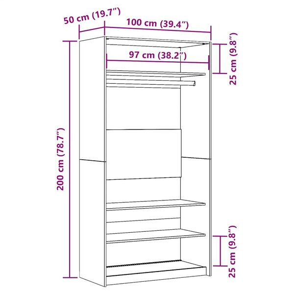 vidaXL Ντουλάπα Τεχνίτης Δρυς 100x50x200 εκ Επεξεργασμένο Ξύλο