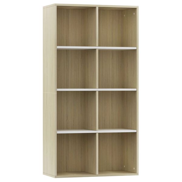 vidaXL Ραφιέρα/Βιβλιοθήκη Λευκή/Sonoma 66x30x130 εκ. από Μοριοσανίδα