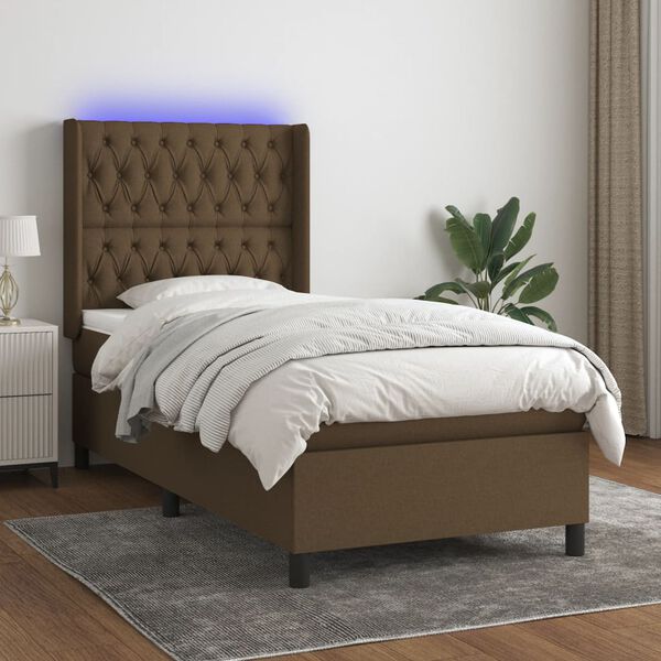 vidaXL &Kappa;&rho;&epsilon;&beta;ά&tau;&iota; Boxspring &mu;&epsilon; &Sigma;&tau;&rho;ώ&mu;&alpha; & LED &Sigma;&kappa;.&Kappa;&alpha;&phi;έ 90x200 &epsilon;&kappa;. &Upsilon;&phi;&alpha;&sigma;&mu;ά&tau;&iota;&nu;&omicron;