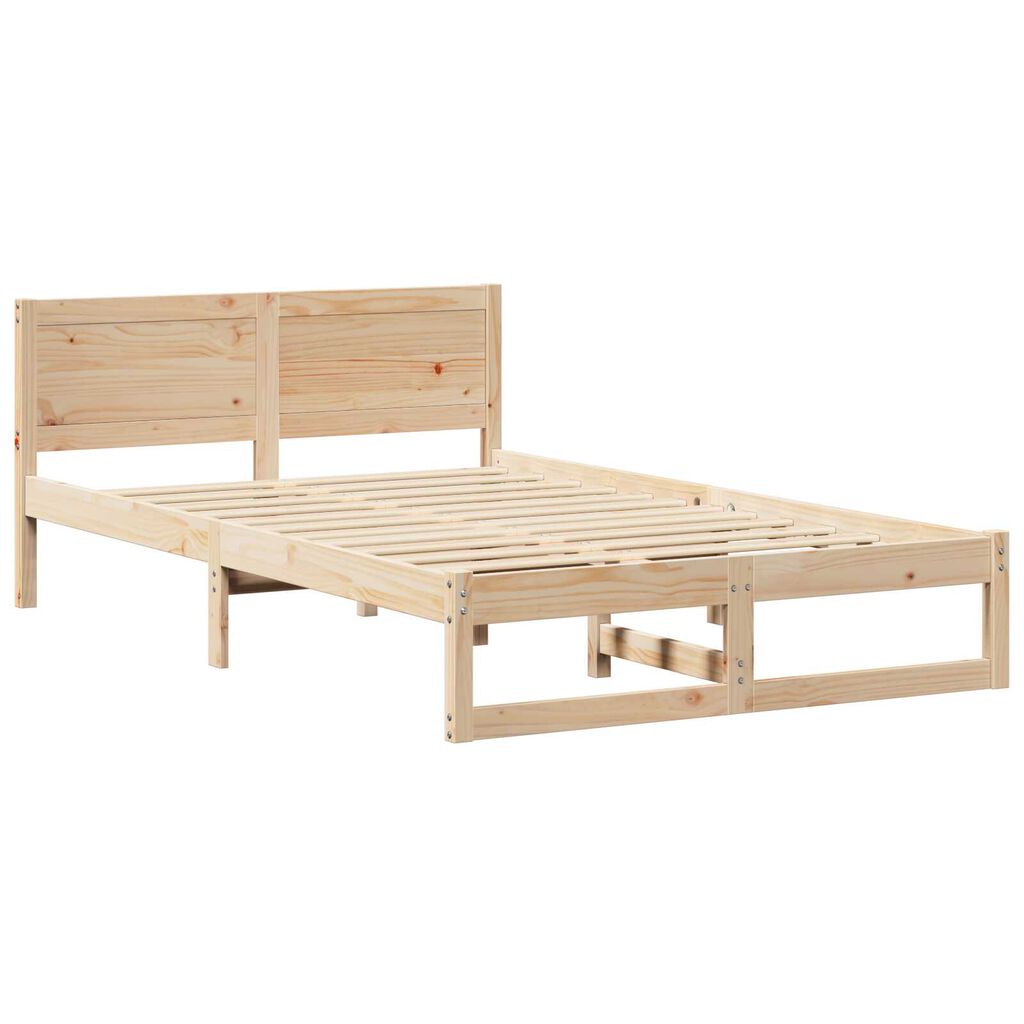 vidaXL Σκελετός Κρεβατιού Καφέ 140 x 190 cm Μασίφ ξύλο πεύκου
