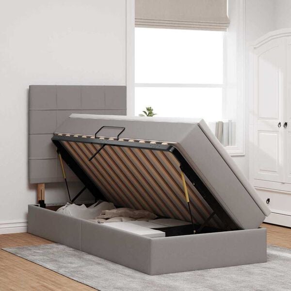 vidaXL &Kappa;&rho;&epsilon;&beta;ά&tau;&iota; &mu;&epsilon; &alpha;&pi;&omicron;&theta;&eta;&kappa;&epsilon;&upsilon;&tau;&iota;&kappa;ό &chi;ώ&rho;&omicron; &kappa;&alpha;&iota; &sigma;&tau;&rho;ώ&mu;&alpha; Taupe 90 x 200 cm