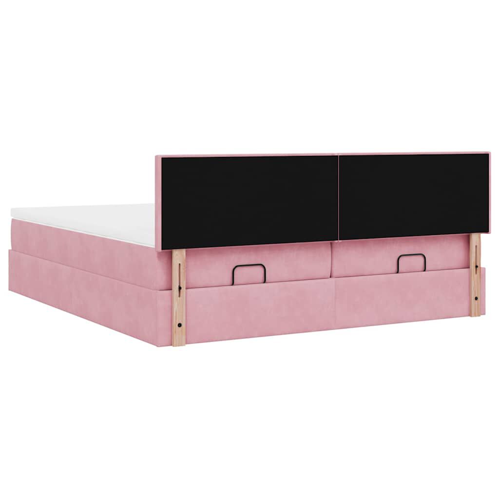 vidaXL Οθωμανικό κρεβάτι με στρώματα ροζ 200x200cm Velvet