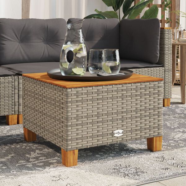 vidaXL Τραπέζι Κήπου Γκρι 55x55x36 εκ. Συνθετικό Ρατάν/Ξύλο Ακακίας