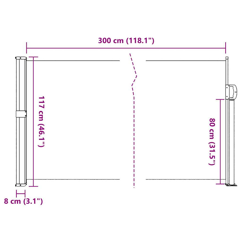 vidaXL Σκίαστρο Πλαϊνό Συρόμενο Κόκκινο 117 x 300 εκ.