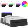 vidaXL Οθωμανικό κρεβάτι με στρώματα & LEDs Μαύρο Faux Leather