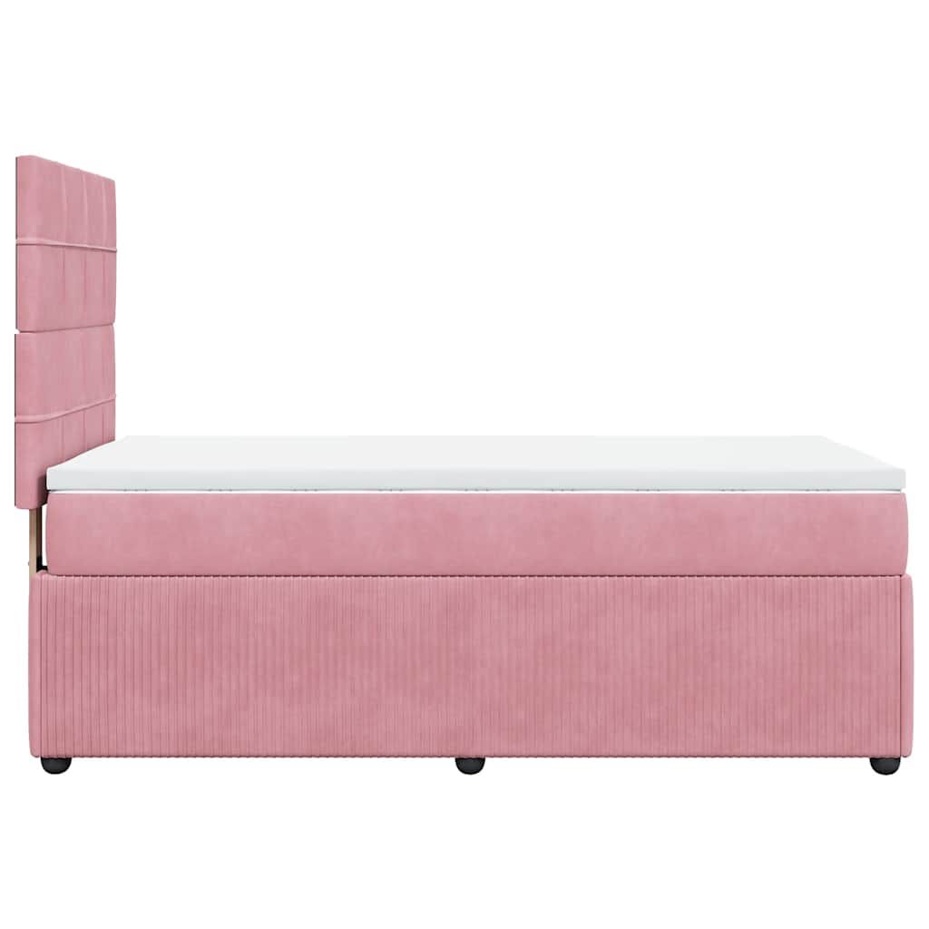 vidaXL Κρεβάτι Boxspring με Στρώμα Ροζ 100x200 εκ. Βελούδινο