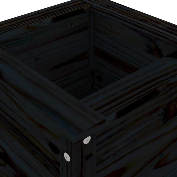 vidaXL Ζαρντινιέρα Μαύρη 40 x 40 x 78 εκ. από Μασίφ Ξύλο Πεύκου