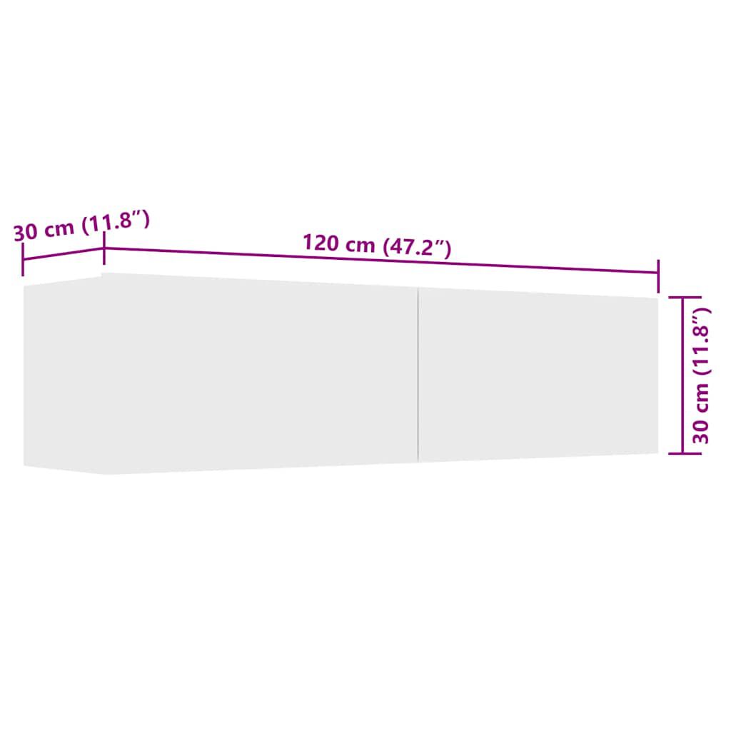 vidaXL Έπιπλο Τηλεόρασης Λευκό 120 x 30 x 30 εκ. από από Επεξ. Ξύλο