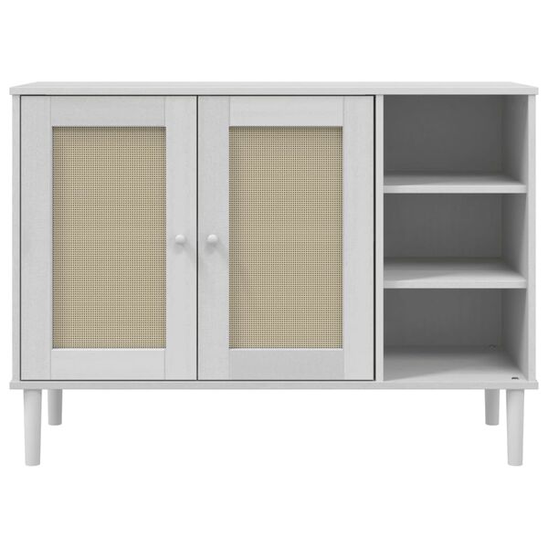 vidaXL Μπουφές SENJA Λευκό / Ρατάν 112 x 40 x 80 εκ. Μασίφ Ξύλο Πεύκου