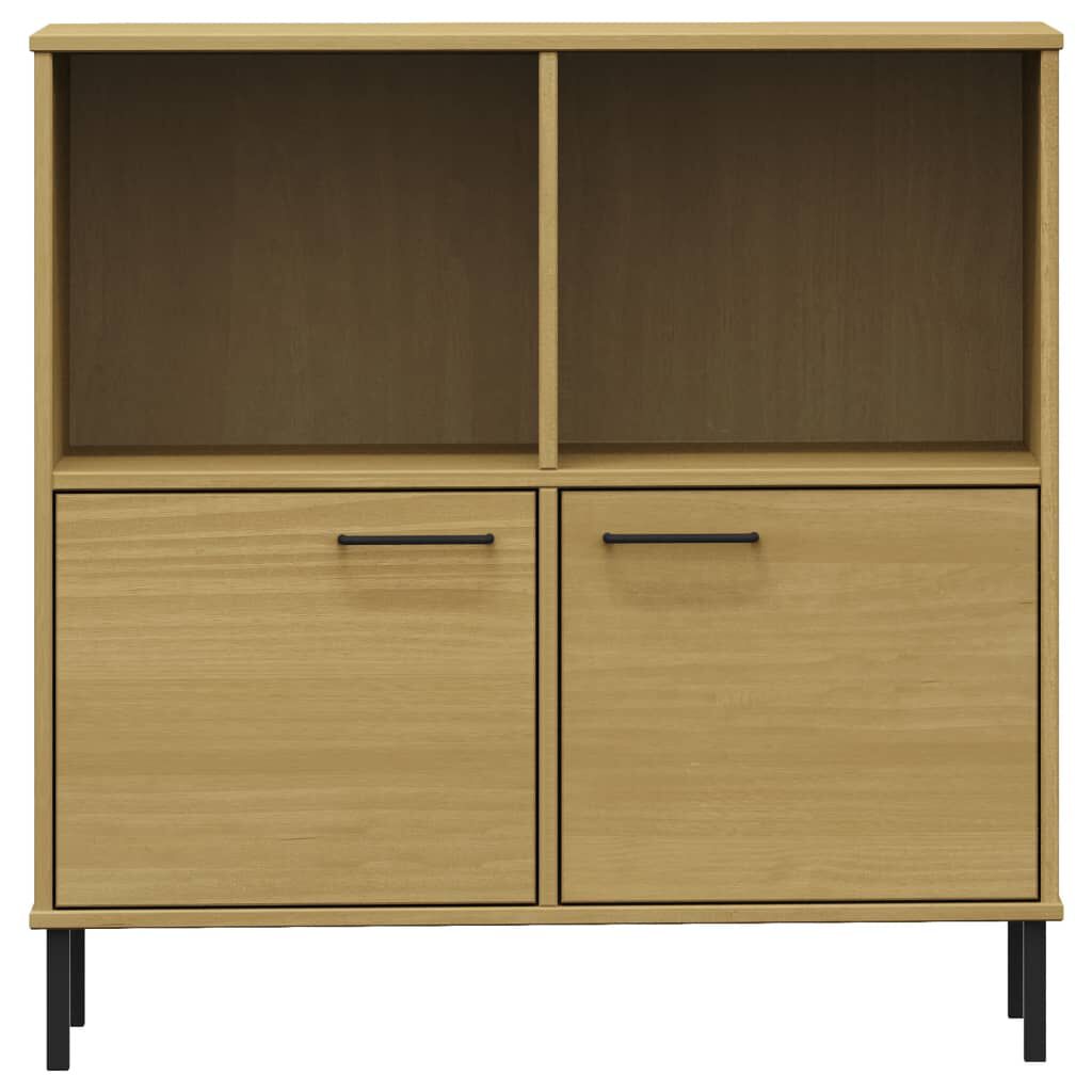vidaXL Βιβλιοθήκη OSLO Καφέ 90x35x90,5 εκ. Μασίφ Ξύλο με Μεταλ. Πόδια