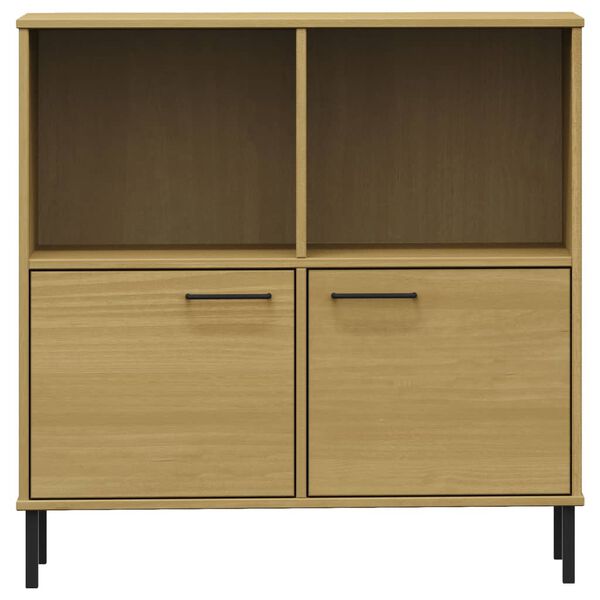 vidaXL Βιβλιοθήκη OSLO Καφέ 90x35x90,5 εκ. Μασίφ Ξύλο με Μεταλ. Πόδια