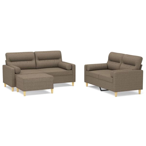 vidaXL &Sigma;&epsilon;&tau; &Sigma;&alpha;&lambda;&omicron;&nu;&iota;&omicron;ύ 3 &Tau;&epsilon;&mu;&alpha;&chi;ί&omega;&nu; Taupe Ύ&phi;&alpha;&sigma;&mu;&alpha; + &Delta;&iota;&alpha;&kappa;&omicron;&sigma;&mu;&eta;&tau;&iota;&kappa;ά &Mu;&alpha;&xi;&iota;&lambda;ά&rho;&iota;&alpha;