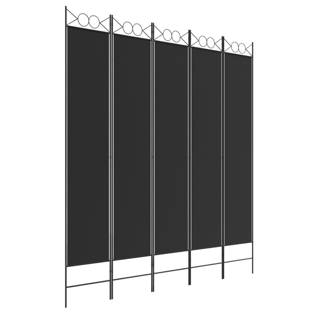 vidaXL Διαχωριστικό Δωματίου με 5 Πάνελ Μαύρο 200 x 220 εκ. Υφασμάτινο