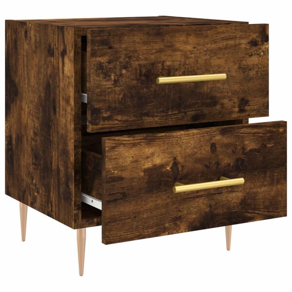 vidaXL Κομοδίνα 2 τεμ. Καπνιστή Δρυς 40 x 35 x 47,5 εκ. Επεξεργ. Ξύλο