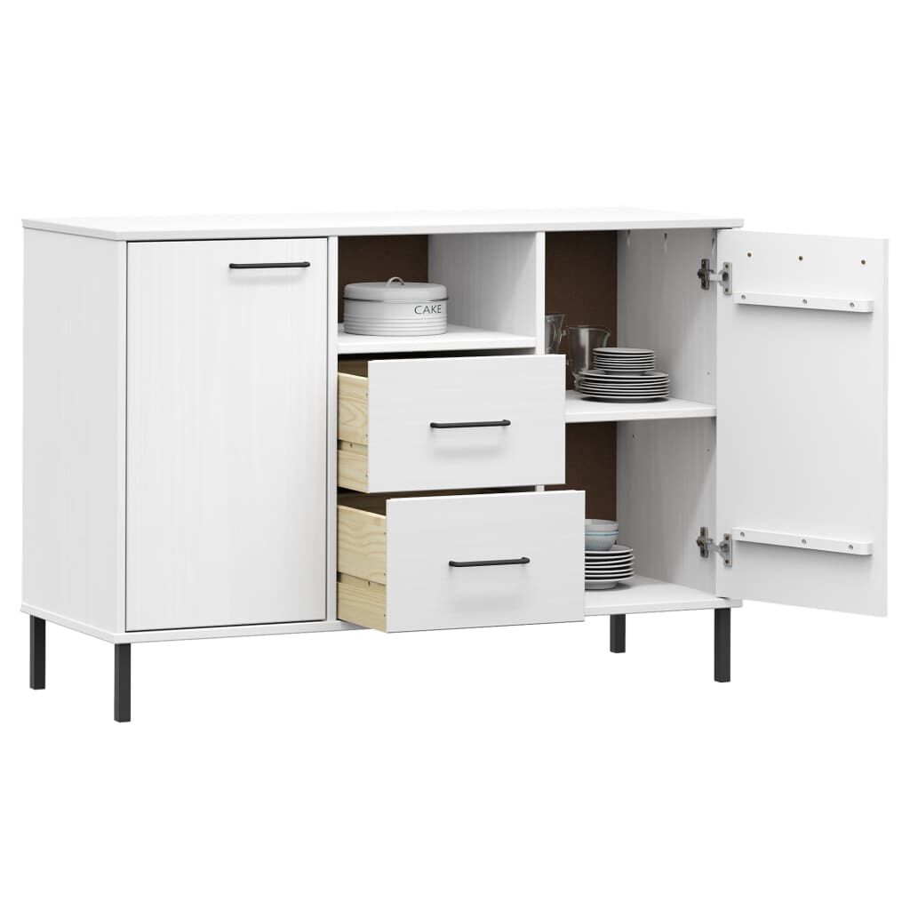 vidaXL Ντουλάπι OSLO Λευκό 113x40x77 εκ. Μασίφ Ξύλο με Μετ. Πόδια