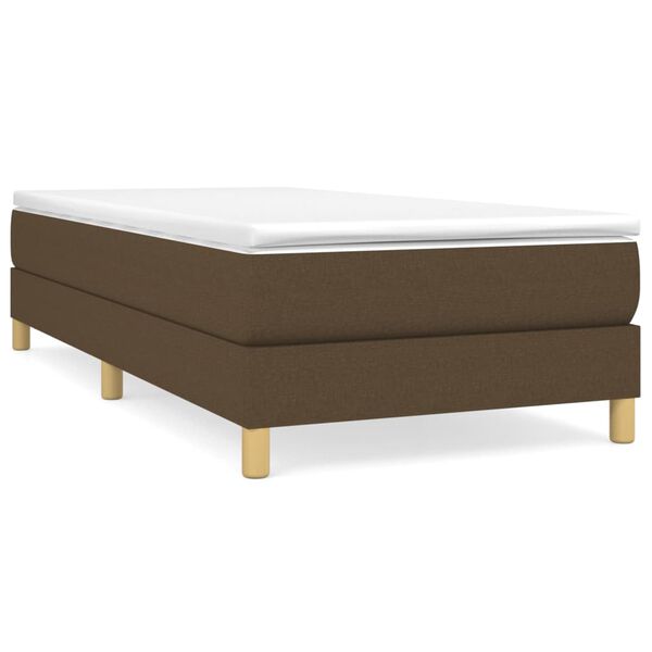 vidaXL Κρεβάτι Boxspring με Στρώμα Σκούρο Καφέ 100x200 εκ. Υφασμάτινο