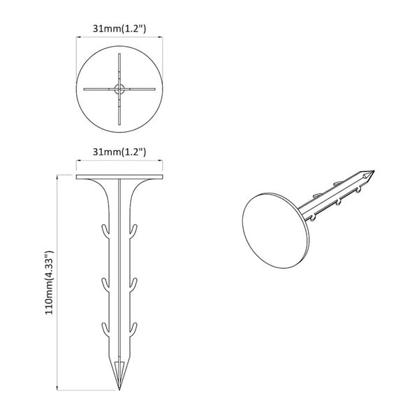 vidaXL Πλαστικοί Πεγ 100 pcs Μαύρο 3 x 11 εκ Πλαστικό