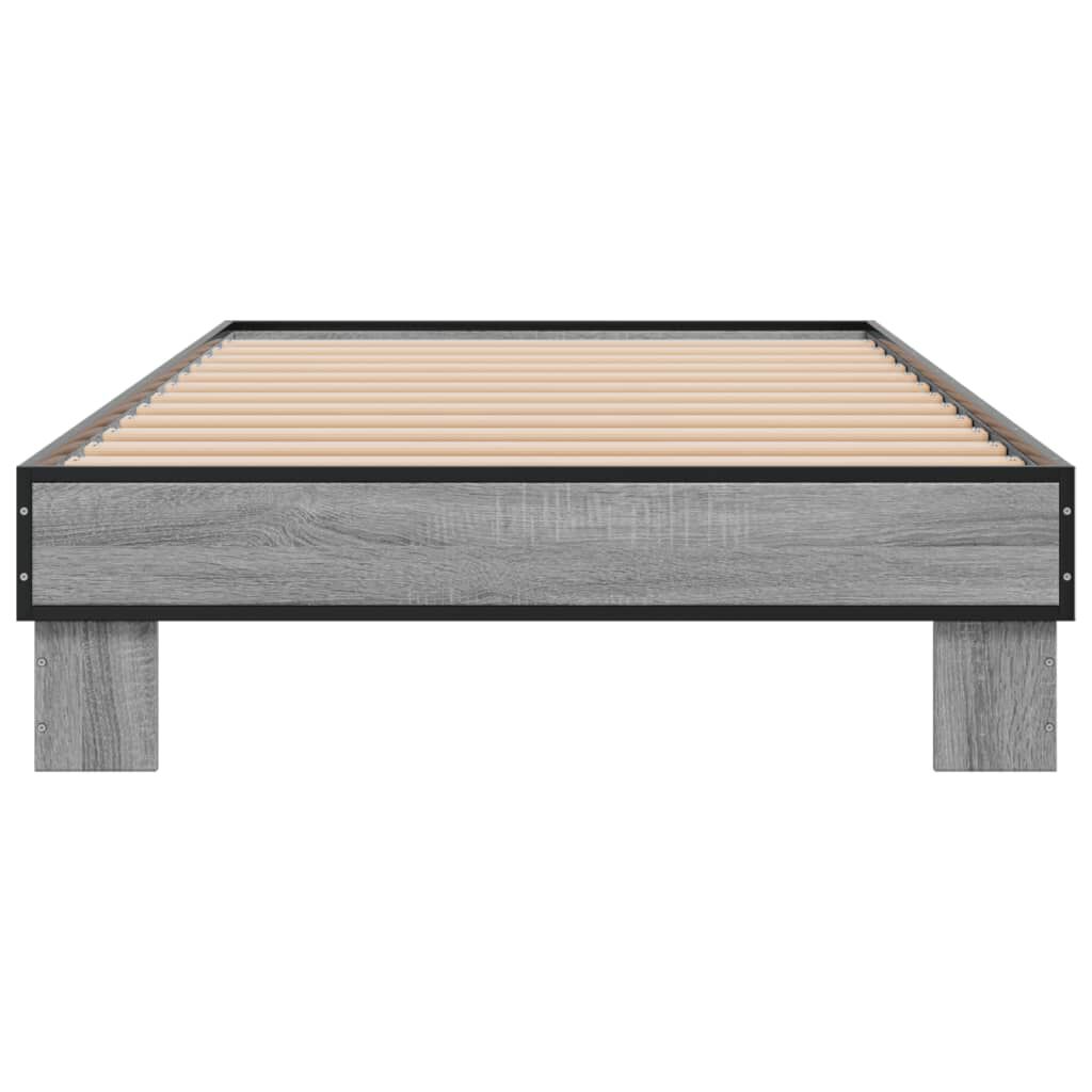vidaXL Πλαίσιο Κρεβατιού Γκρι Sonoma 75x190 εκ. Επεξ. Ξύλο & Μέταλλο