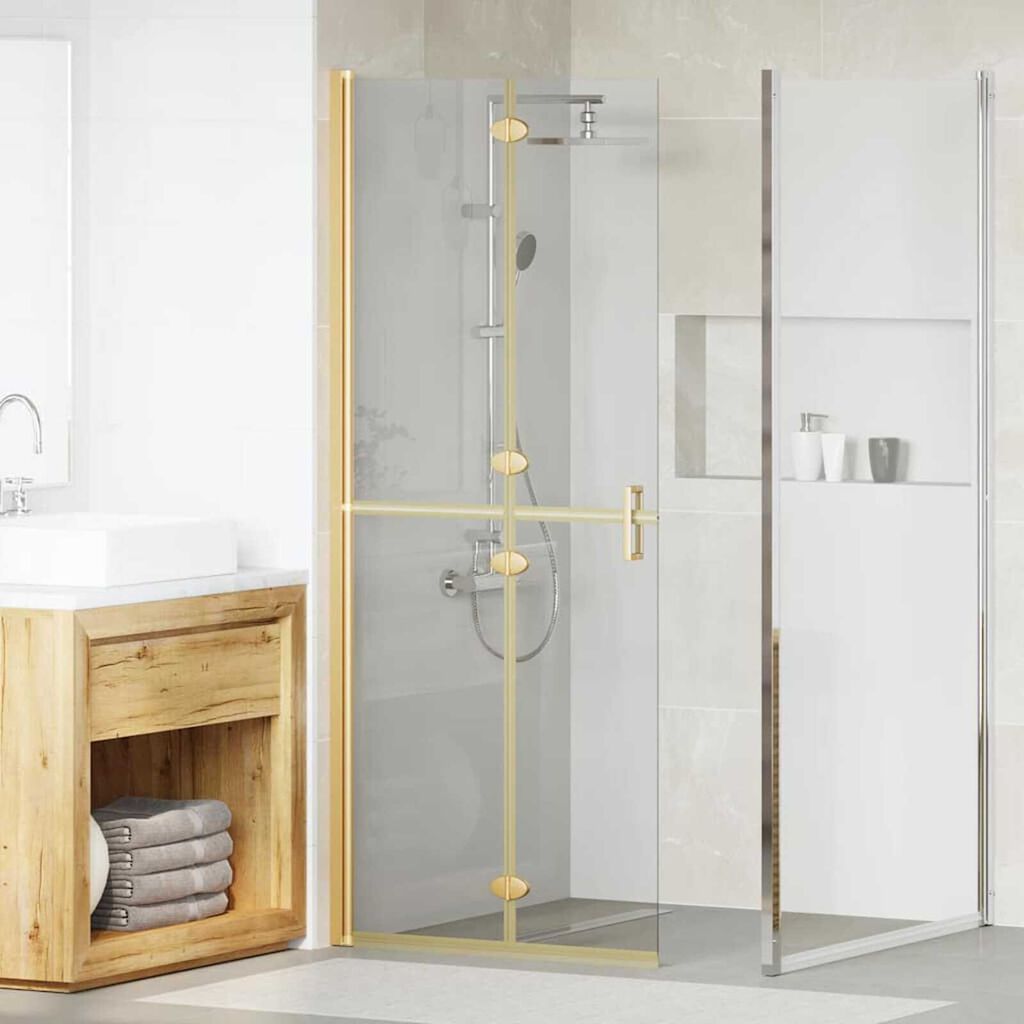vidaXL Τοίχος ντους Walk-in Άλλο Χρυσό και διαφανές 80 x 190 cm