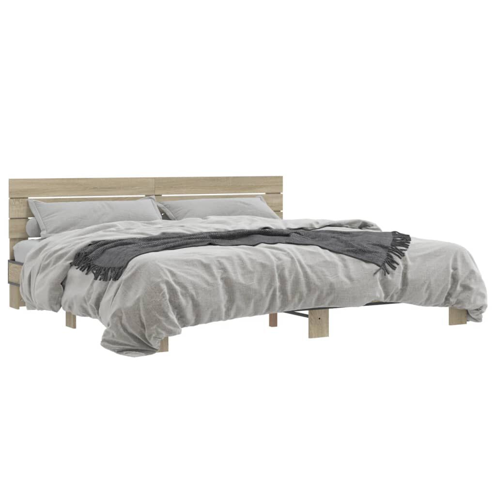 vidaXL Πλαίσιο Κρεβατιού Sonoma Δρυς 180x200 εκ. Επεξ. Ξύλο & Μέταλλο
