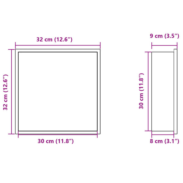 vidaXL Εσοχή Ντους Βουρστ. Λευκό Ματ 32x32x9 εκ. Αν. Ατσάλι