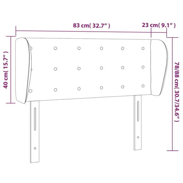 vidaXL Κεφαλάρι με Πτερύγια Σκούρο Γκρι 83x23x78/88 εκ. Υφασμάτινο