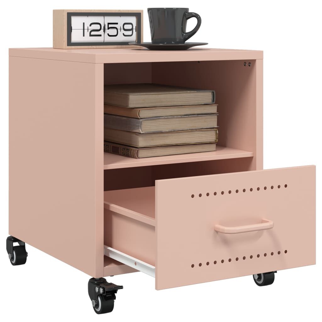 vidaXL Κομοδίνο Ροζ 36x39x43,5 εκ. από Χάλυβα