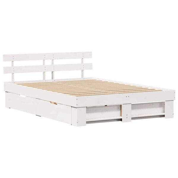 vidaXL Σκελετός Κρεβατιού Λευκό 140 x 200 cm Μασίφ ξύλο πεύκου