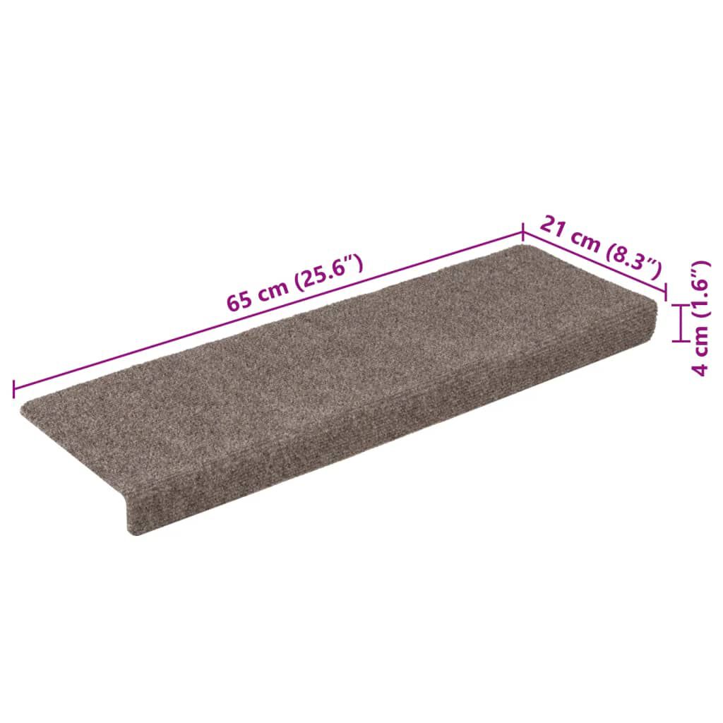vidaXL Πατάκια Σκάλας 15 τεμ. Κρέμα 65x21x4 εκ. Βελονιασμένο Ύφασμα