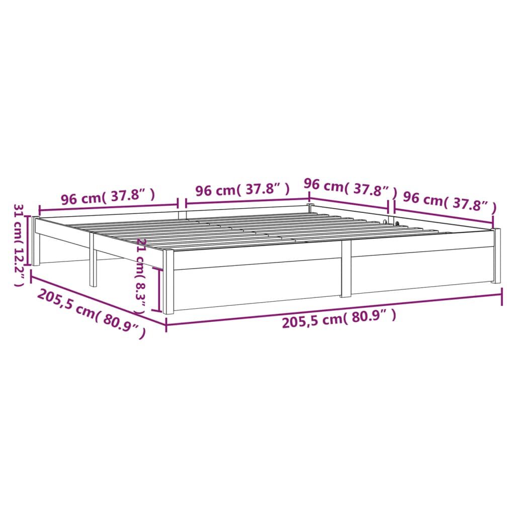 vidaXL Σκελετός Κρεβατιού Χωρίς Στρώμα 200x200 εκ Μασίφ Ξύλο