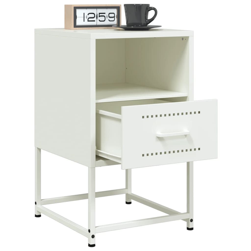 vidaXL Κομοδίνα 2 τεμ. Λευκό 36x39x60,5 εκ. από Χάλυβα