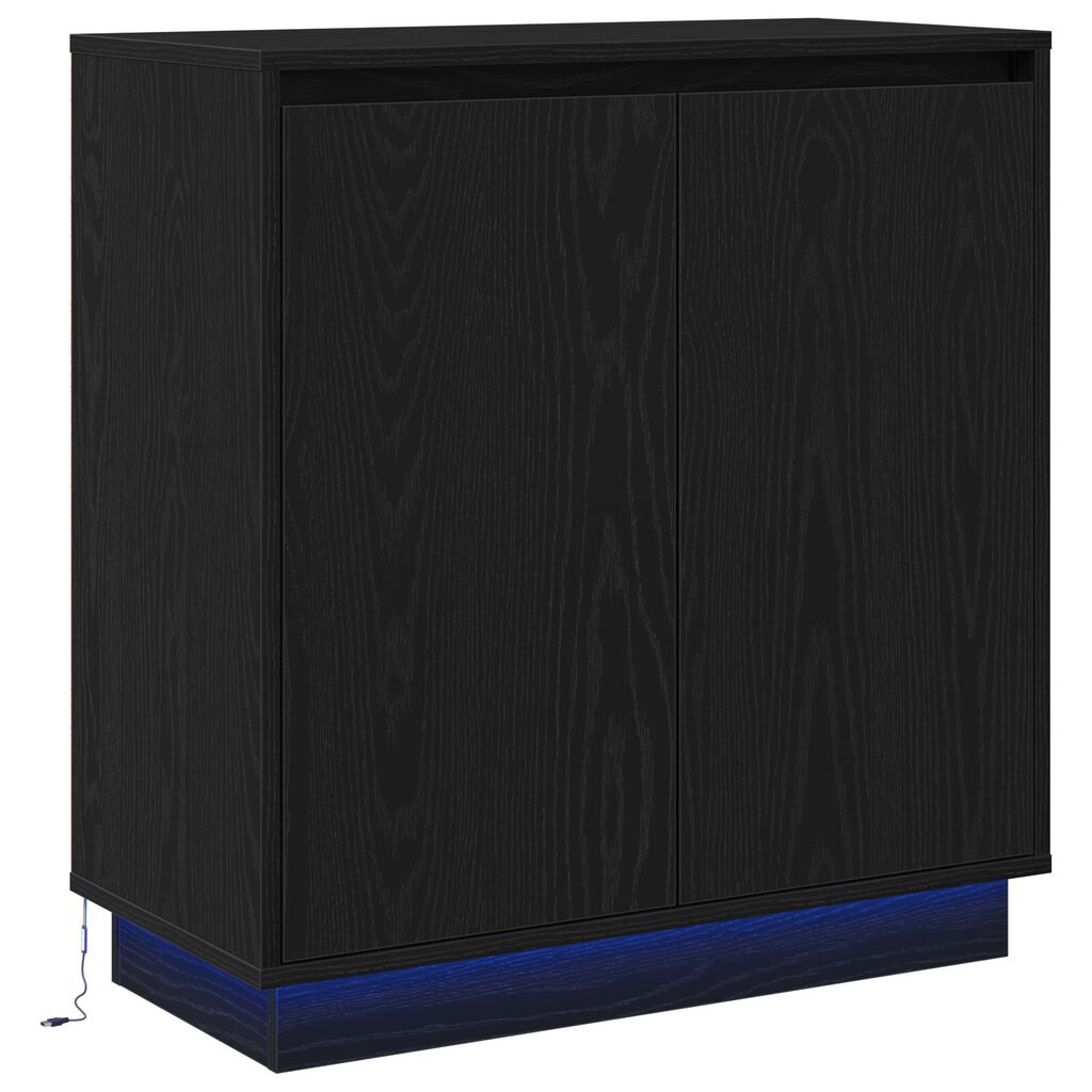 vidaXL Στρόφιγγα με LED Μαύρη Βελανίδι 71x34,5x75 cm Επεξεργασμένο Ξύλο