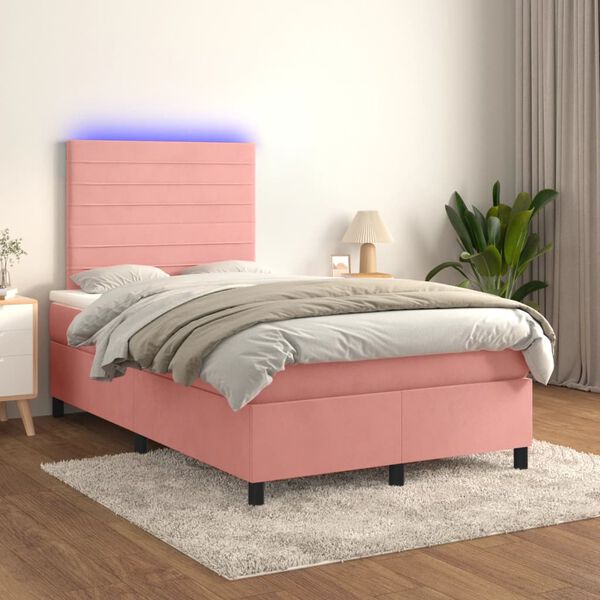 vidaXL &Kappa;&rho;&epsilon;&beta;ά&tau;&iota; Boxspring &mu;&epsilon; &Sigma;&tau;&rho;ώ&mu;&alpha; & LED &Rho;&omicron;&zeta; 120x200 &epsilon;&kappa;. &Beta;&epsilon;&lambda;&omicron;ύ&delta;&iota;&nu;&omicron;