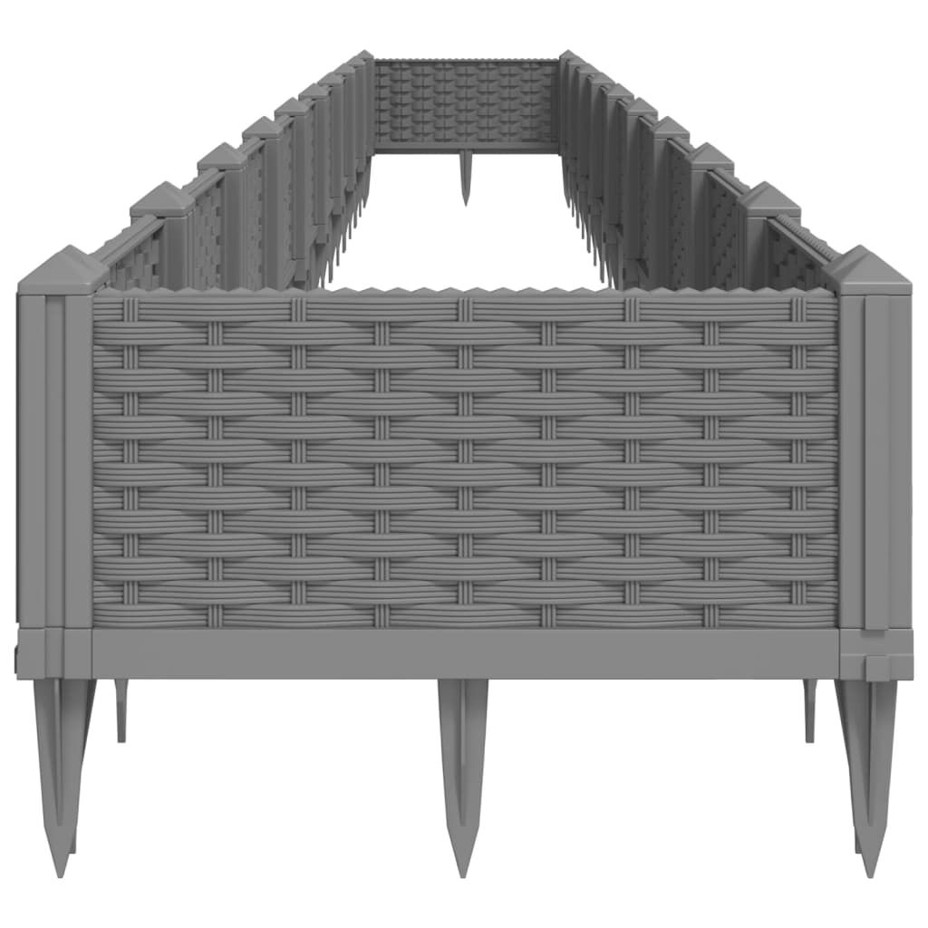 vidaXL Ζαρντινιέρα με Πασσάλους Γκρι 123,5x43,5x43,5εκ. Πολυπροπυλένιο