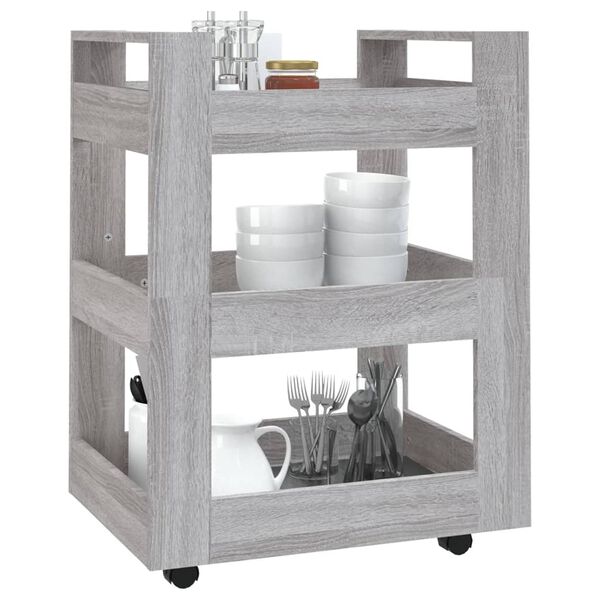 vidaXL Τρόλεϊ Κουζίνας Sonoma Γκρι 60x45x80 εκ. από Επεξεργασμένο Ξύλο